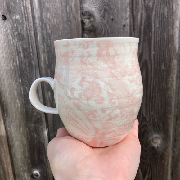 Pink and White Ceramic Anthropologie Monogram “T” Mug - Picture 5 of 10